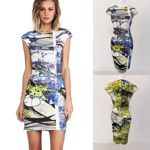 Clover Canyon Space Garden Bodycon Neoprene Dress XS